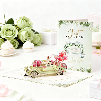 3D Pop-Up Just Married Love Card Wedding Card