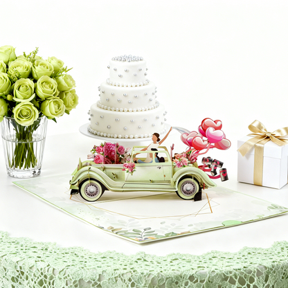 3D Pop-Up Just Married Love Card Wedding Card