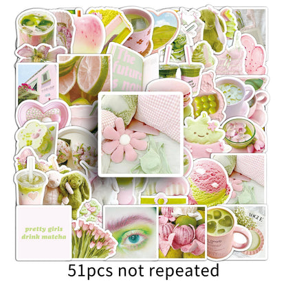 51 Pcs Individual Stickers | The Prettiest Matcha and Pink
