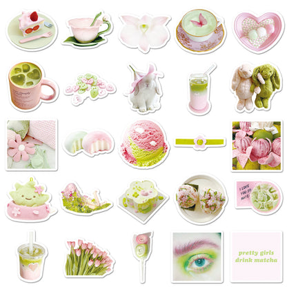 51 Pcs Individual Stickers | The Prettiest Matcha and Pink