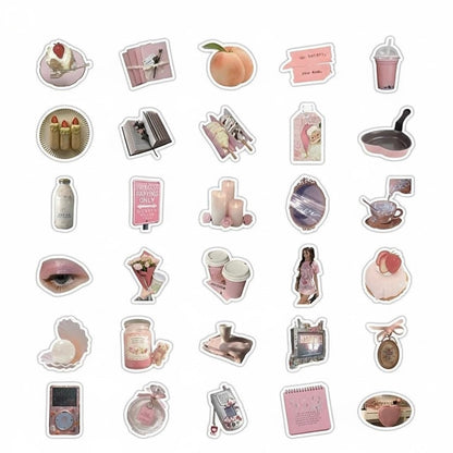 60 Pcs Individual Stickers | Pink Miniature Charm Stickers