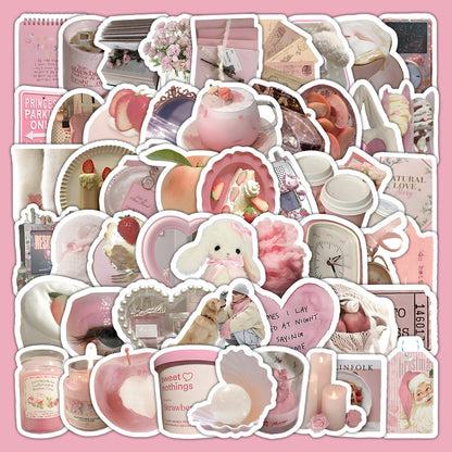 60 Pcs Individual Stickers | Pink Miniature Charm Stickers