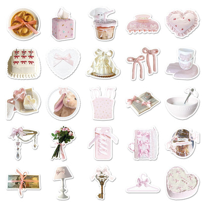 50 Pcs Individual Stickers | Pink Bow Cuties