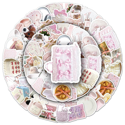 50 Pcs Individual Stickers | Pink Bow Cuties