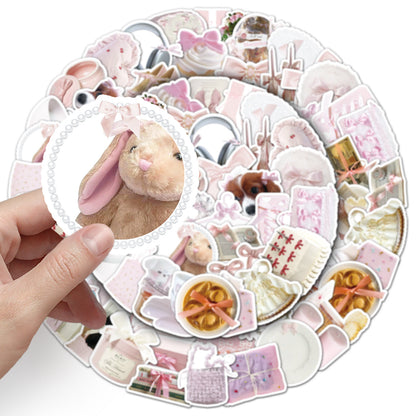 50 Pcs Individual Stickers | Pink Bow Cuties